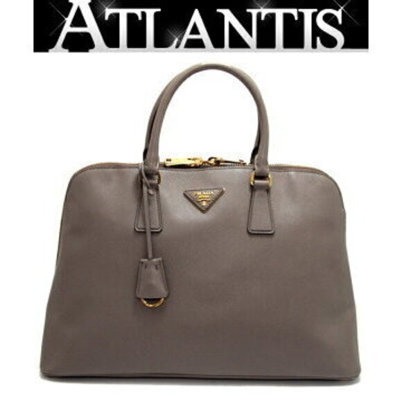 Prada Handbags - Prada handbag triangle logo Saffiano leather gray